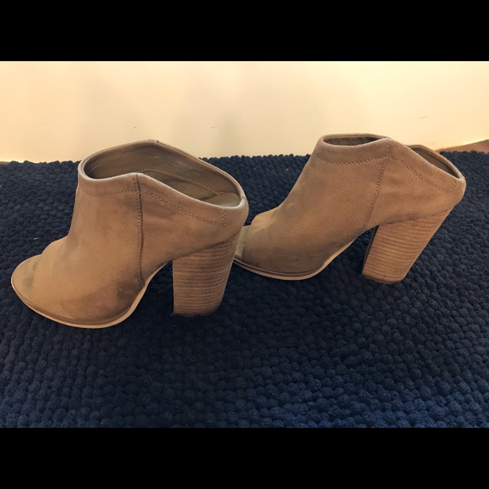 Open toe slip on bootie